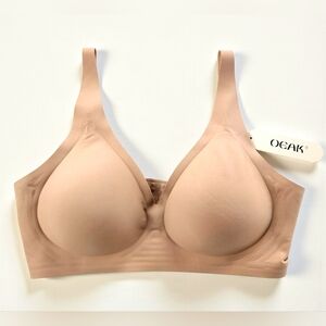 Oeak Wireless Jelly Bra With Extender Womens L 38C Tan Removable Padded Cups